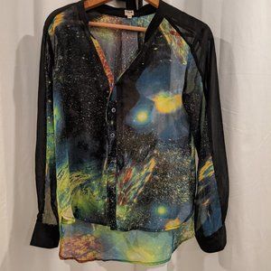 Sheer galaxy/nebula print top